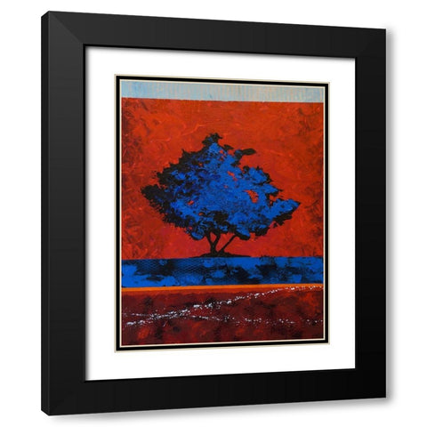 Blue Tree Black Modern Wood Framed Art Print with Double Matting by Foster, Joseph Marshal