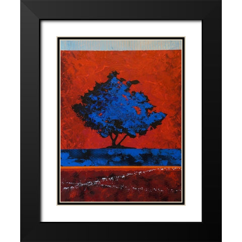 Blue Tree Black Modern Wood Framed Art Print with Double Matting by Foster, Joseph Marshal