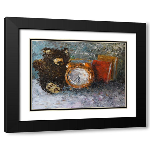 Teddy Bear Time Black Modern Wood Framed Art Print with Double Matting by Foster, Joseph Marshal