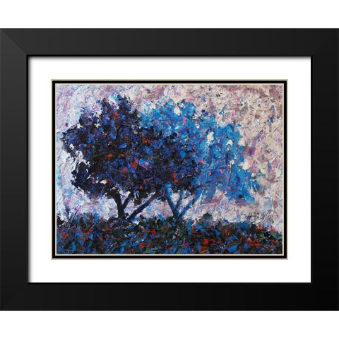 Blue Trees Black Modern Wood Framed Art Print with Double Matting by Foster, Joseph Marshal