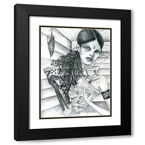 Cassandra (Drawing) Black Modern Wood Framed Art Print with Double Matting by Goddess, Jami