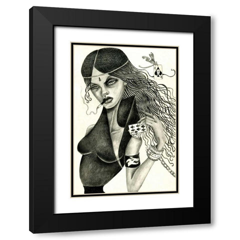 Cassandra II (Drawing) Black Modern Wood Framed Art Print with Double Matting by Goddess, Jami