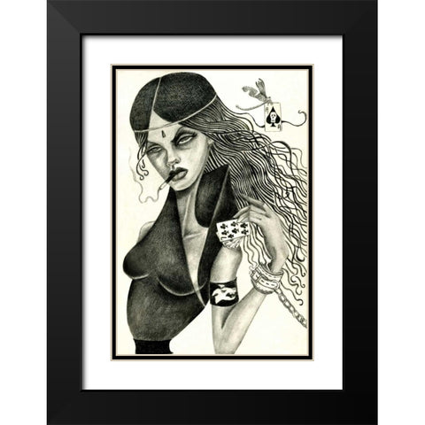 Cassandra II (Drawing) Black Modern Wood Framed Art Print with Double Matting by Goddess, Jami