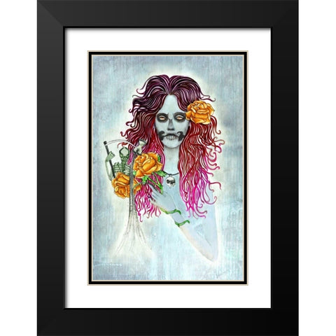 Day of Dead Black Modern Wood Framed Art Print with Double Matting by Goddess, Jami