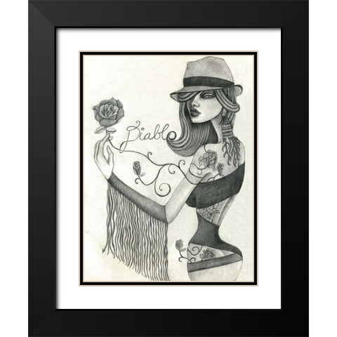Diablo (Drawing) Black Modern Wood Framed Art Print with Double Matting by Goddess, Jami