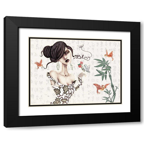 Geisha Black Modern Wood Framed Art Print with Double Matting by Goddess, Jami
