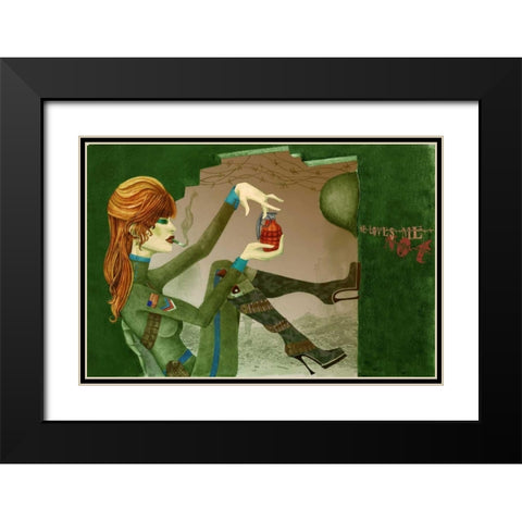 Grenade Black Modern Wood Framed Art Print with Double Matting by Goddess, Jami