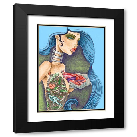 Heart Black Modern Wood Framed Art Print with Double Matting by Goddess, Jami