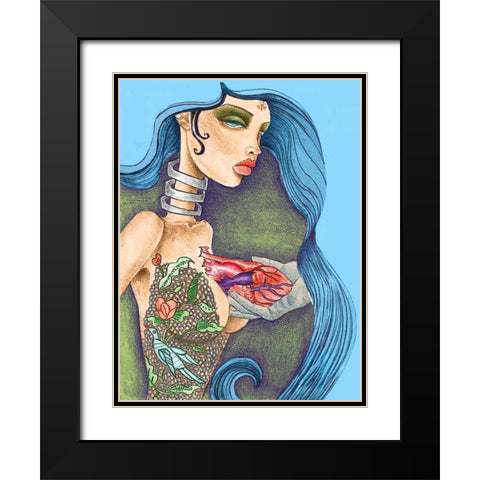 Heart Black Modern Wood Framed Art Print with Double Matting by Goddess, Jami