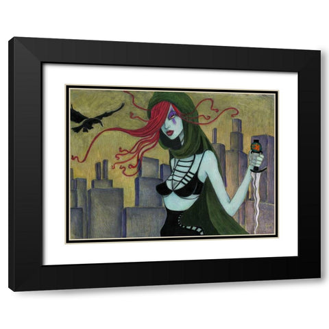 Jane at Night Black Modern Wood Framed Art Print with Double Matting by Goddess, Jami