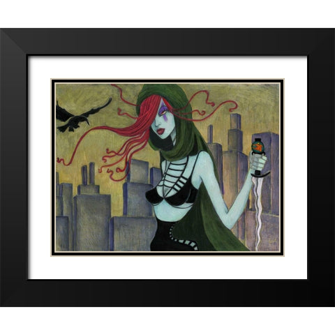 Jane at Night Black Modern Wood Framed Art Print with Double Matting by Goddess, Jami
