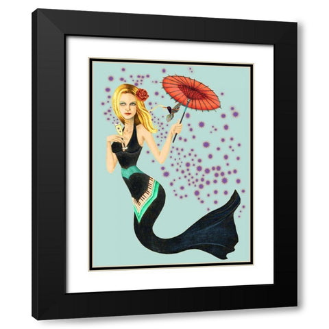 Mermaid Black Modern Wood Framed Art Print with Double Matting by Goddess, Jami