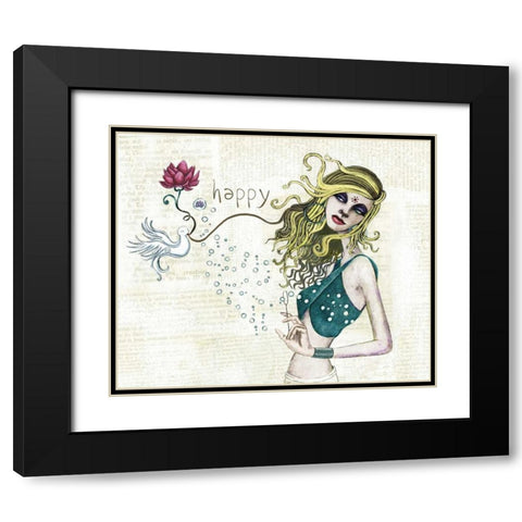 Pure Black Modern Wood Framed Art Print with Double Matting by Goddess, Jami