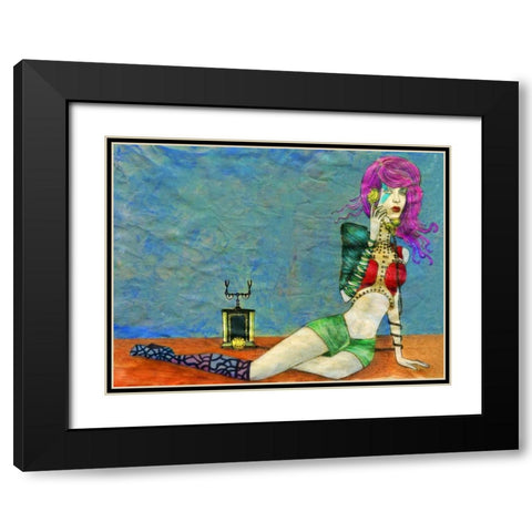 Telephone Black Modern Wood Framed Art Print with Double Matting by Goddess, Jami