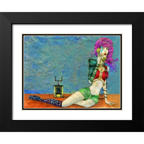 Telephone Black Modern Wood Framed Art Print with Double Matting by Goddess, Jami