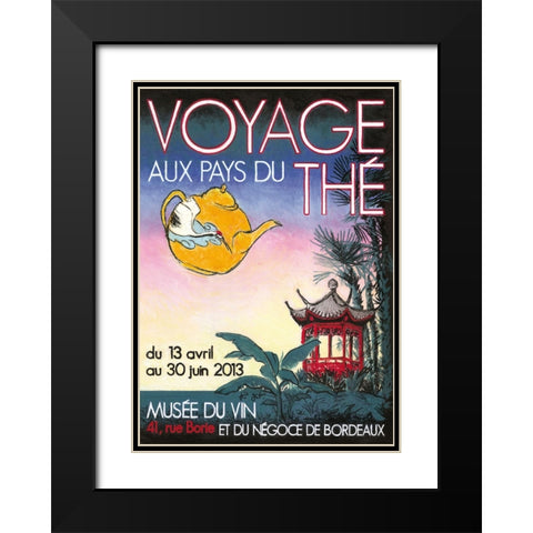 Voyage aux pays des thes Black Modern Wood Framed Art Print with Double Matting by Got, Jean-Pierre