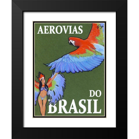 Aerovias do Brasil Black Modern Wood Framed Art Print with Double Matting by Got, Jean Pierre