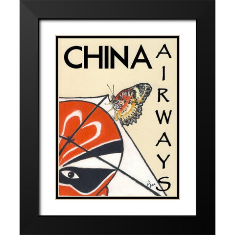 China Airways Black Modern Wood Framed Art Print with Double Matting by Got, Jean Pierre