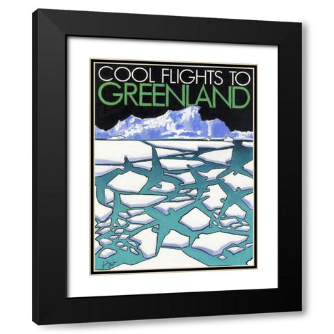 Cool flights to Groenland Black Modern Wood Framed Art Print with Double Matting by Got, Jean Pierre