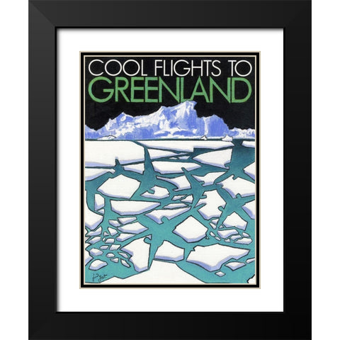 Cool flights to Groenland Black Modern Wood Framed Art Print with Double Matting by Got, Jean Pierre