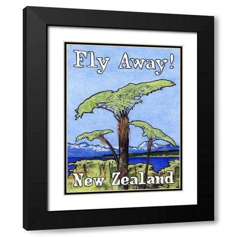 Fly Away! New Zealand Black Modern Wood Framed Art Print with Double Matting by Got, Jean Pierre