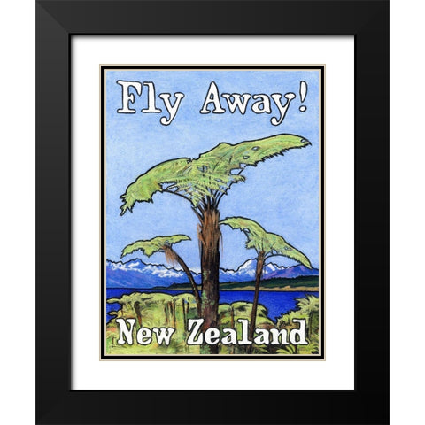 Fly Away! New Zealand Black Modern Wood Framed Art Print with Double Matting by Got, Jean Pierre
