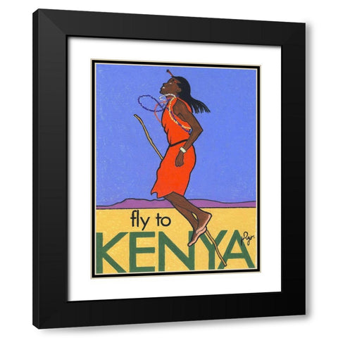 Fly to Kenya Black Modern Wood Framed Art Print with Double Matting by Got, Jean Pierre