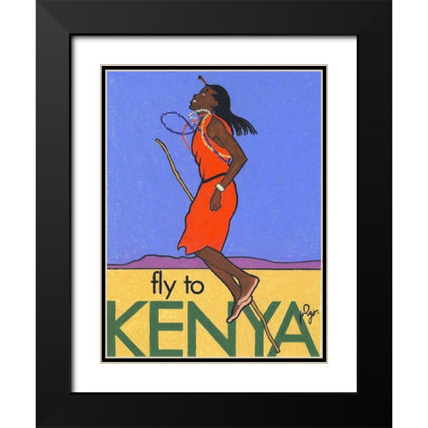 Fly to Kenya Black Modern Wood Framed Art Print with Double Matting by Got, Jean Pierre