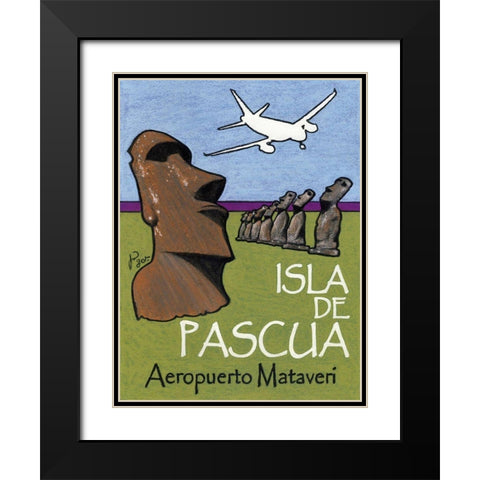 Isla de Pascua Black Modern Wood Framed Art Print with Double Matting by Got, Jean Pierre