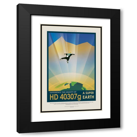 Super Earth Black Modern Wood Framed Art Print with Double Matting by JPL