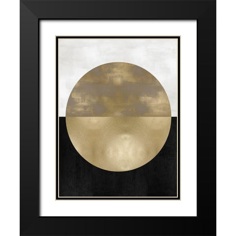 Gold Sphere Black Modern Wood Framed Art Print with Double Matting by Thompson, Justin