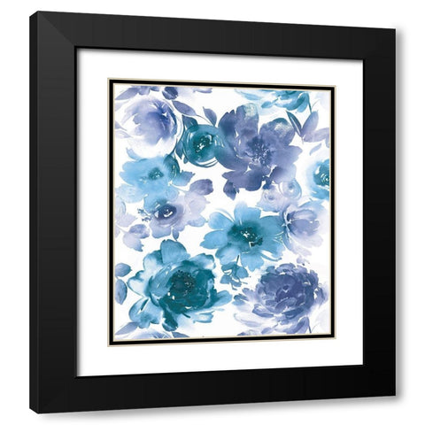 Springtime Indigo and Teal Black Modern Wood Framed Art Print with Double Matting by Morris, Kelsey