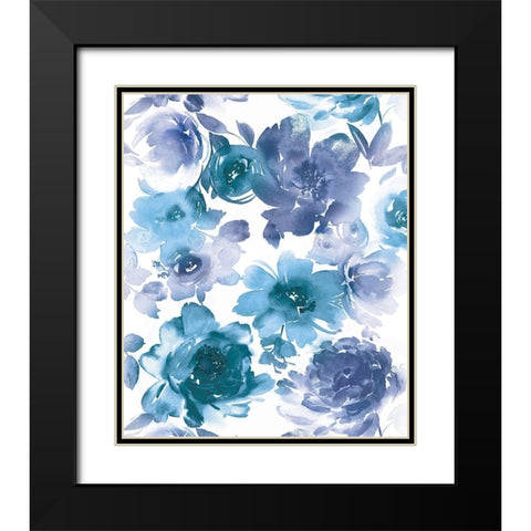 Springtime Indigo and Teal Black Modern Wood Framed Art Print with Double Matting by Morris, Kelsey