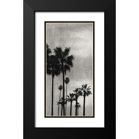 Palm Silhouette on Silver I Black Modern Wood Framed Art Print with Double Matting by Bennett, Kate