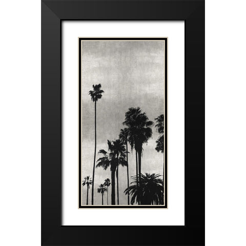 Palm Silhouette on Silver II Black Modern Wood Framed Art Print with Double Matting by Bennett, Kate