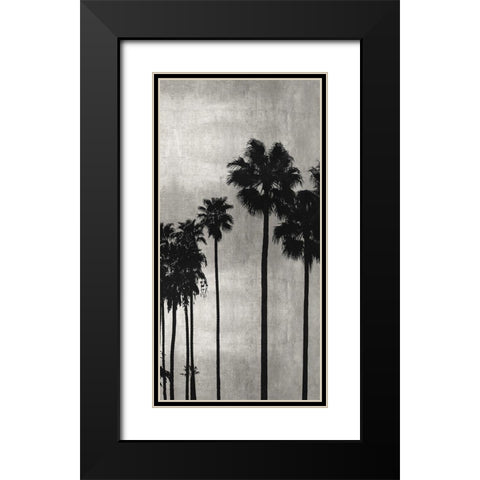 Palm Silhouette on Silver III Black Modern Wood Framed Art Print with Double Matting by Bennett, Kate