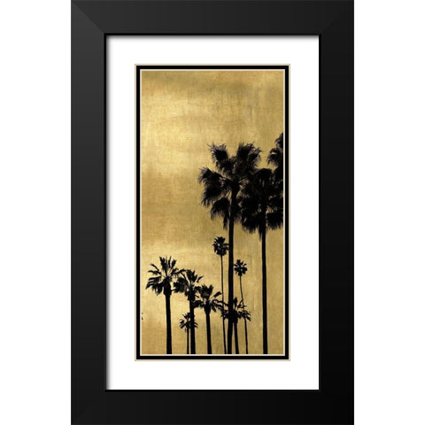Palm Silhouette on Gold II Black Modern Wood Framed Art Print with Double Matting by Bennett, Kate