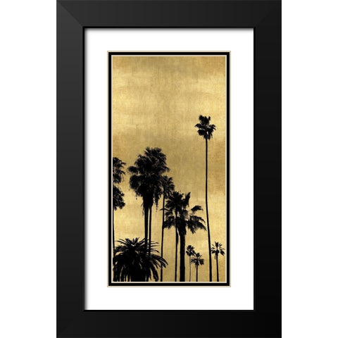 Palm Silhouette on Gold III Black Modern Wood Framed Art Print with Double Matting by Bennett, Kate