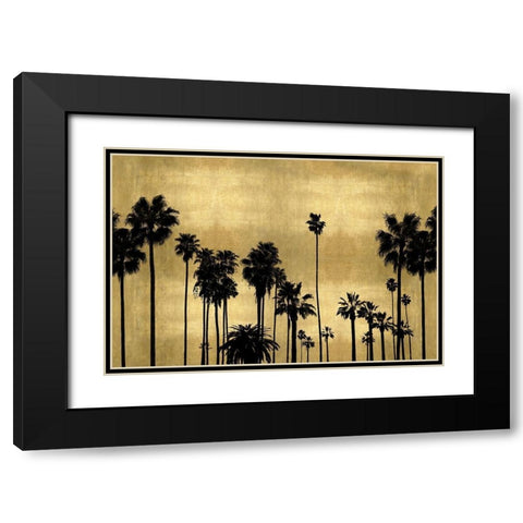 Palm Row on Gold Black Modern Wood Framed Art Print with Double Matting by Bennett, Kate