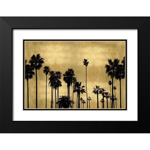 Palm Row on Gold Black Modern Wood Framed Art Print with Double Matting by Bennett, Kate