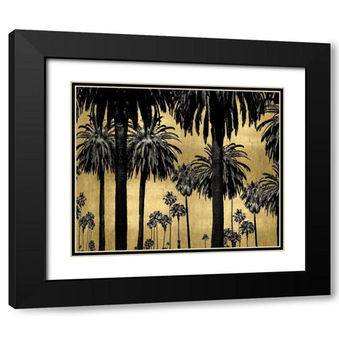 Palms on Gold Black Modern Wood Framed Art Print with Double Matting by Bennett, Kate