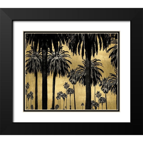 Palms on Gold Black Modern Wood Framed Art Print with Double Matting by Bennett, Kate