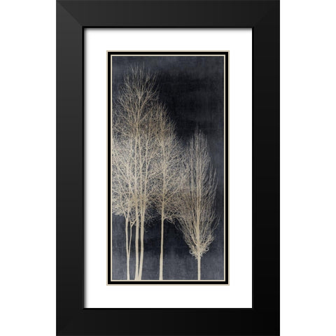Silver Tree Silhoutte I Black Modern Wood Framed Art Print with Double Matting by Bennett, Kate