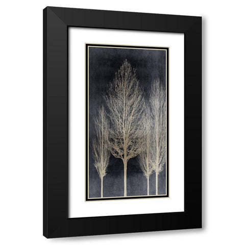 Silver Tree Silhoutte II Black Modern Wood Framed Art Print with Double Matting by Bennett, Kate