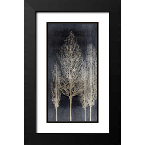 Silver Tree Silhoutte II Black Modern Wood Framed Art Print with Double Matting by Bennett, Kate