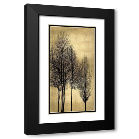 Tree Silhutette on Gold I Black Modern Wood Framed Art Print with Double Matting by Bennett, Kate