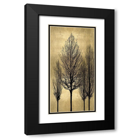 Tree Silhutette on Gold II Black Modern Wood Framed Art Print with Double Matting by Bennett, Kate