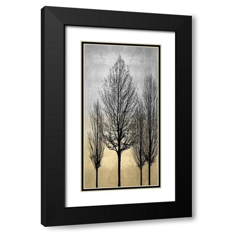 Trees on Silver and Gold II Black Modern Wood Framed Art Print with Double Matting by Bennett, Kate