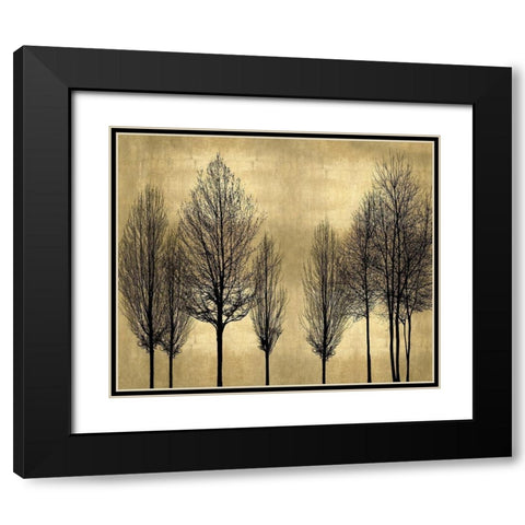 Trees on Gold  Black Modern Wood Framed Art Print with Double Matting by Bennett, Kate