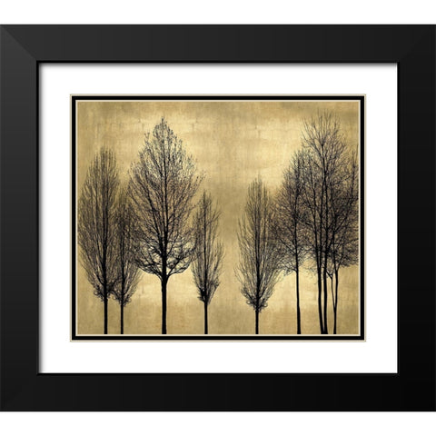Trees on Gold  Black Modern Wood Framed Art Print with Double Matting by Bennett, Kate